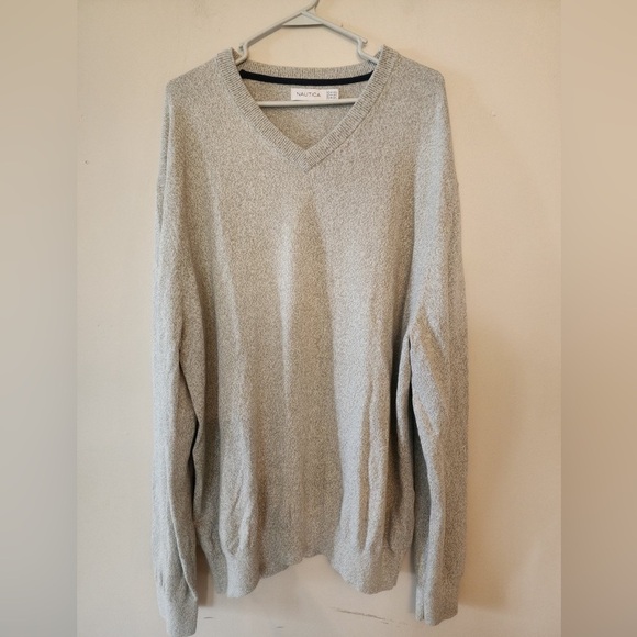 Nautica Other - Nautica Knit Sweater v neck cream with green size xxl